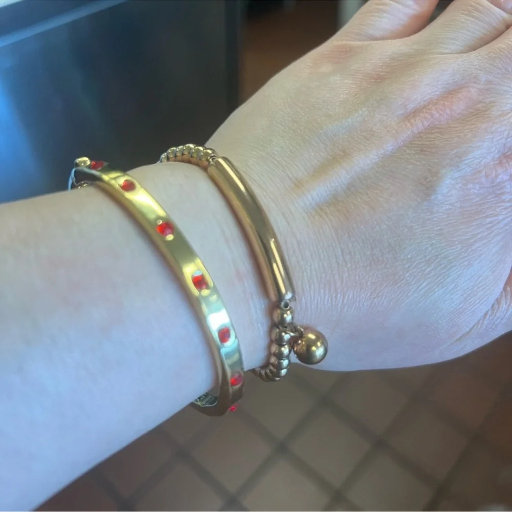 $68 New Kate Spade Set in Stone Polished Hinged Bangle Bracelet